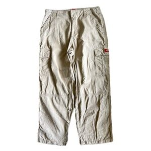 Dickies Khaki Straight Cargo Pants Size 13 Beige Tan Young Women 32x27 Inch